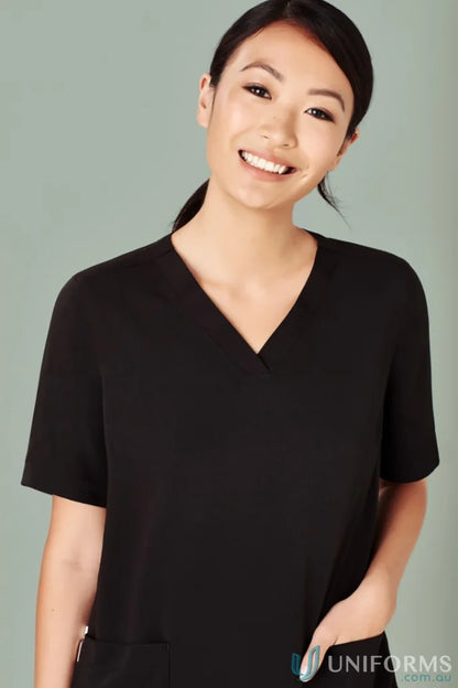 Black Black V-neck scrub top from Bizcare Avery V-Neck Scrub Top for all-day comfort