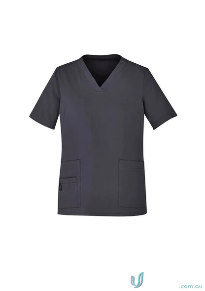Gray Bizcare Avery V-Neck Scrub Top for all-day comfort in womens avery style
