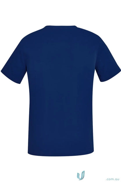 Blue short-sleeved T-shirt in Womens Avery V-Neck Scrub Top for all-day comfort
