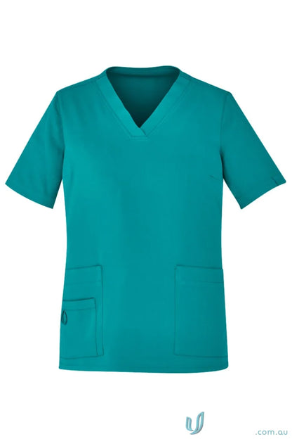 Teal Avery V-Neck Scrub Top for womens Avery all-day comfort in stylish design