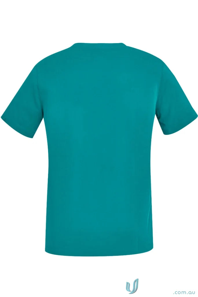 Teal short-sleeved T-shirt from Bizcare Avery V-Neck Scrub Top, all-day comfort for womens Avery