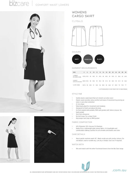 Women’s comfort waist cargo skirt from Bizcare offers stylish ease and fit