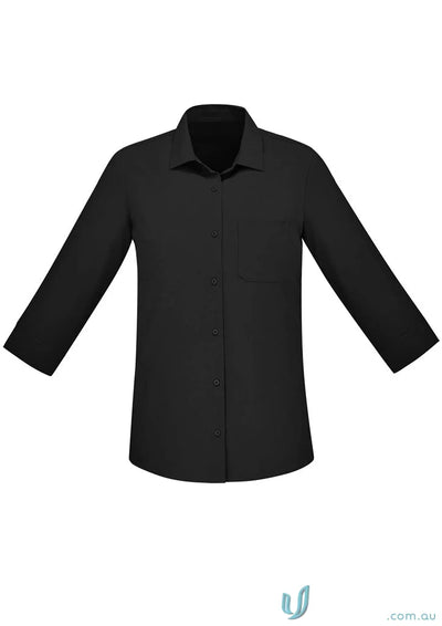 Black Bizcare Women’s Florence Easy Stretch Sleeve Shirt with Hidden Bust Button