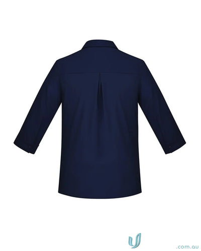 Dark blue Bizcare Women’s Florence tunic with three-quarter sleeves and pleated back