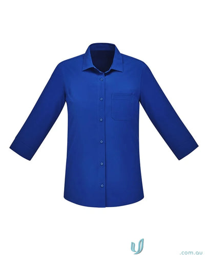 Bizcare Women’s Florence royal blue easy stretch sleeve shirt with hidden bust button