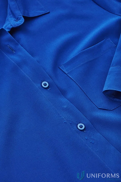 Vibrant blue Bizcare Women’s Florence Easy Stretch Sleeve Shirt with hidden bust button