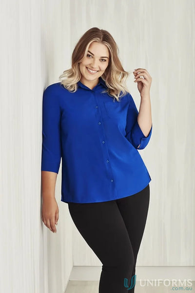 Bizcare Women’s Florence royal blue easy stretch sleeve shirt with hidden bust button
