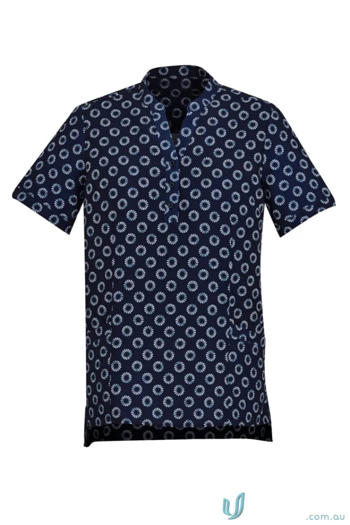 Navy blue patterned short-sleeved daisy print tunic from Bizcare women’s daisy collection