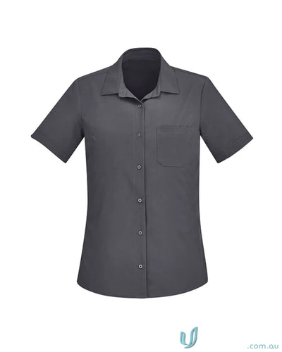 Bizcare Women’s Florence dark gray short-sleeve shirt with hidden bust button CS947LS