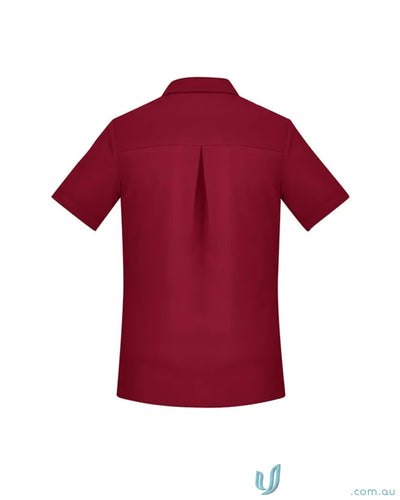 Bizcare Women’s Florence deep red SS shirt with hidden bust button and back pleat