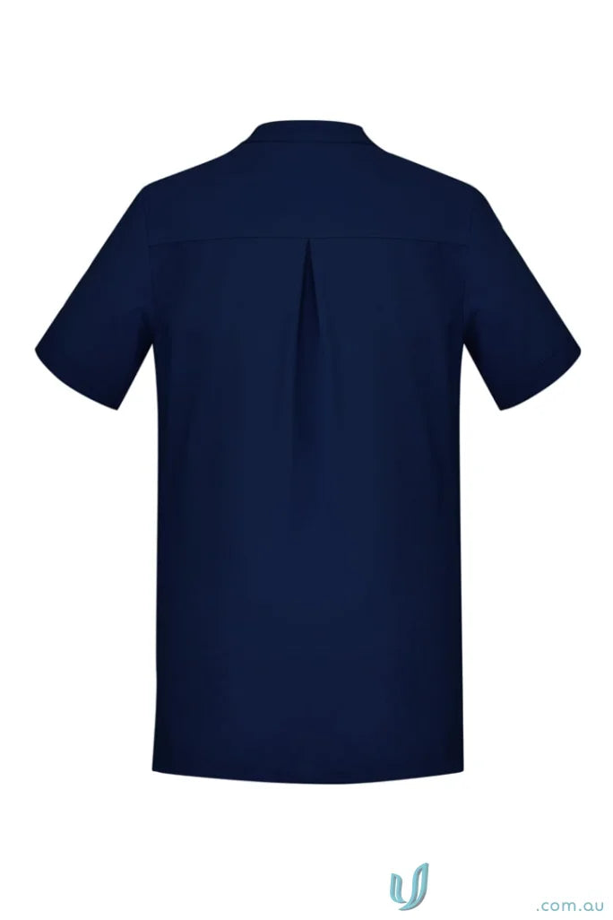 Navy blue short-sleeved shirt from Bizcare Florence Plain Tunic CS949LS for women