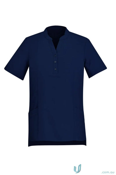 Navy blue short-sleeved shirt from Bizcare Florence Plain Tunic for women CS949LS
