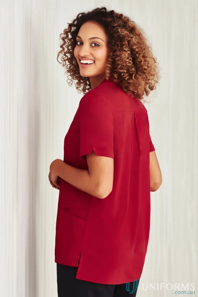 Red short-sleeved blouse from Bizcare Florence Plain women’s Florence Plain CS949LS
