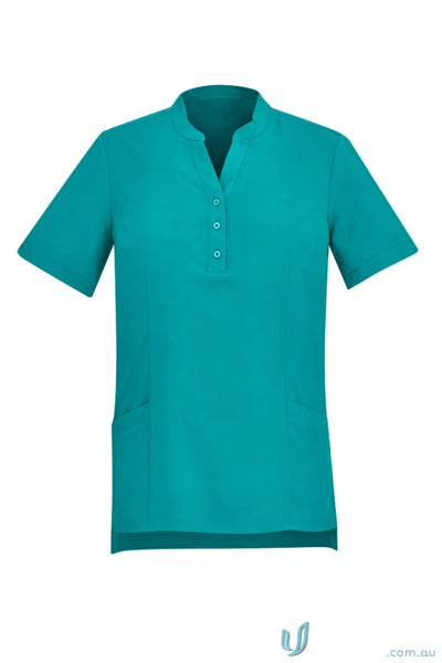Teal short-sleeved Bizcare Florence Plain Tunic CS949LS for women