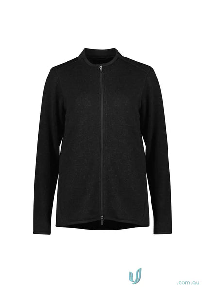 Women’s Nova Zip black cardigan from Bizcare Women’s with antibacterial treatment
