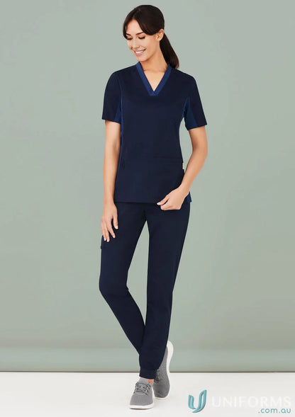 Navy blue Bizcare Women’s Riley Slim Leg Scrub Pant for a sleek, comfy look