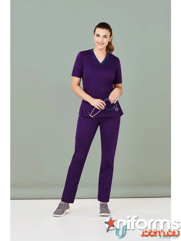 Purple BizCare women’s Riley Straight Leg Scrub Pant for comfy professional look