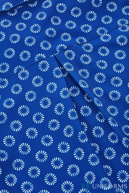 Blue fabric with florence daisy print for Bizcare Stretch Daisy Print SS Shirt CS948LS
