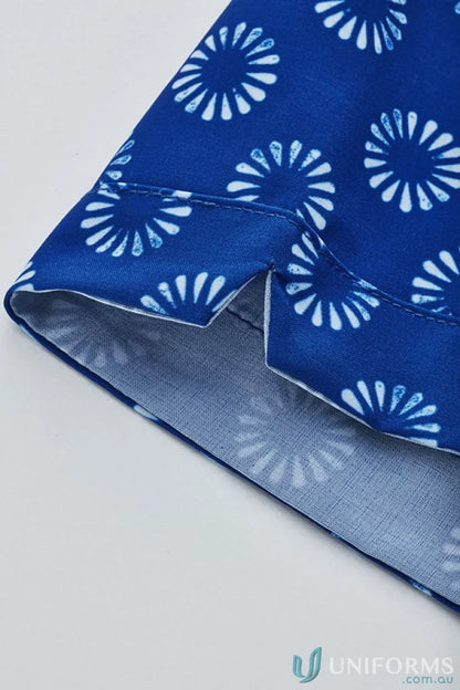 Blue fabric with florence daisy print and notched hem from Bizcare Stretch Daisy Print SS Shirt for effortless style
