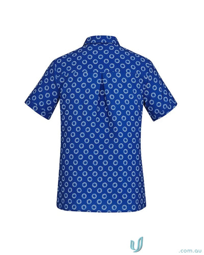 Blue Bizcare Stretch Daisy Print SS Shirt with florence daisy print for effortless style