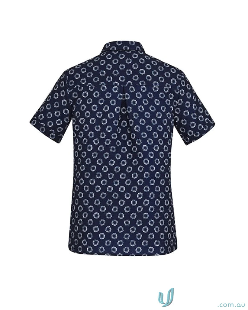 Men’s short-sleeve Bizcare Stretch Daisy Print SS Shirt with florence daisy print pattern