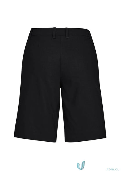 Black wide-leg waist cargo short with flat front for Bizcare Women’s Comfort CL957LS