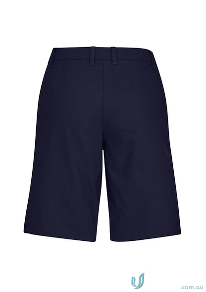 Dark blue Bizcare Women’s Comfort Waist Cargo Short with flat front and belt loops