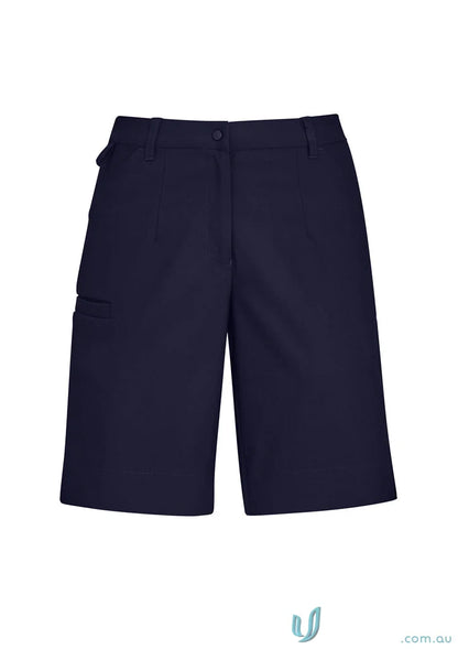 Dark blue waist cargo short with single button closure from Bizcare Women’s Comfort CL957LS