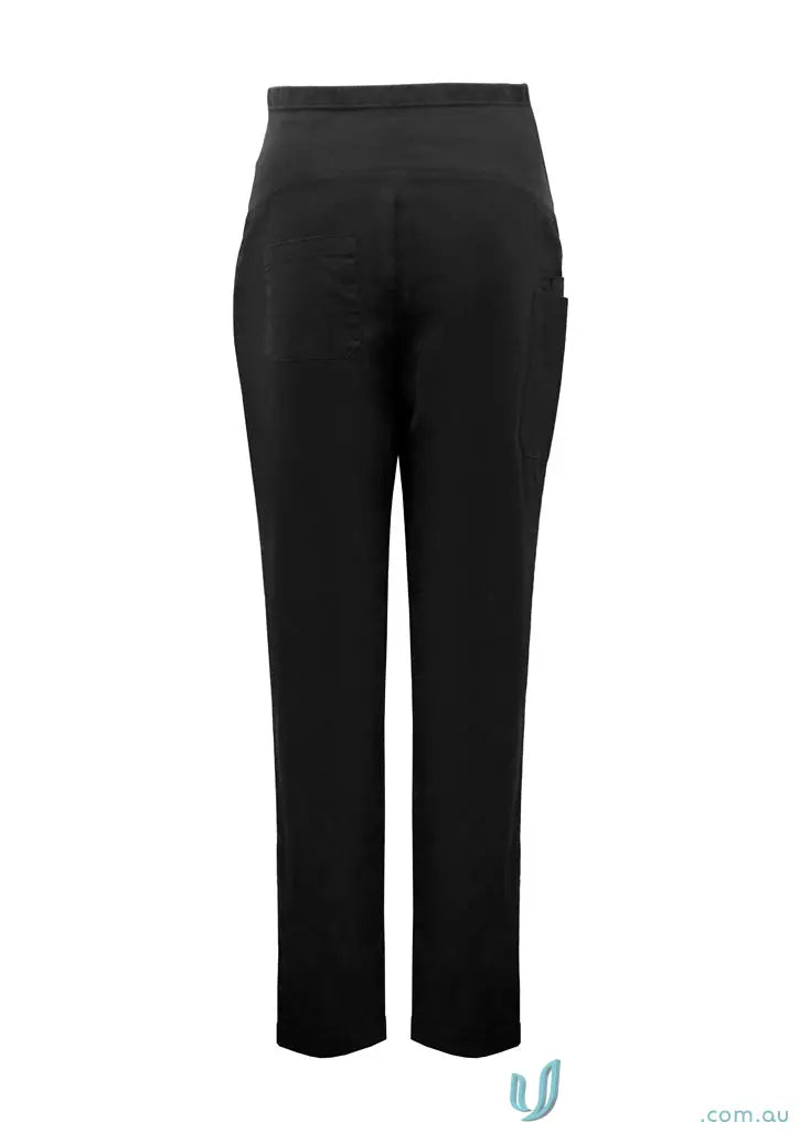 Black high-waisted rose maternity scrub pant with side pockets and SilverPlus antibacterial treatment