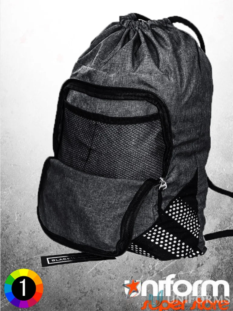 Gray drawstring backpack with pockets, perfect heather sack pack for casual use