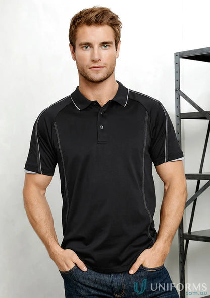 Black Blade Polo shirt with white trim from Biz Collection Blade collection