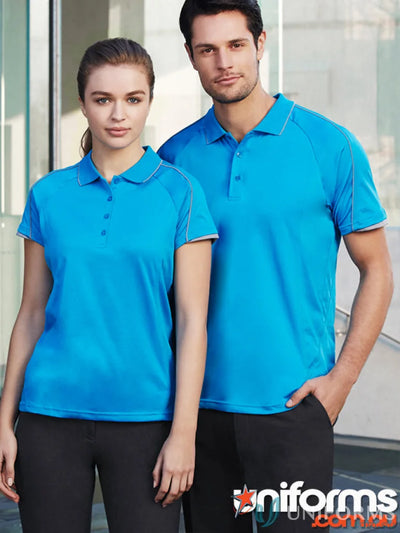 Matching blue blade polo shirts from the Biz Collection Blade Polo collection