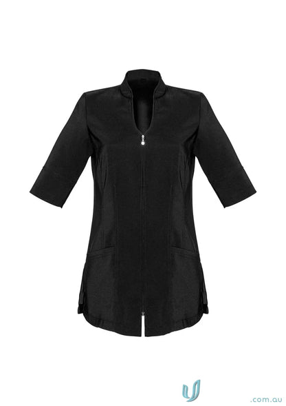 Women’s Bliss Tunic with stretch fabric and zippered neckline in black
