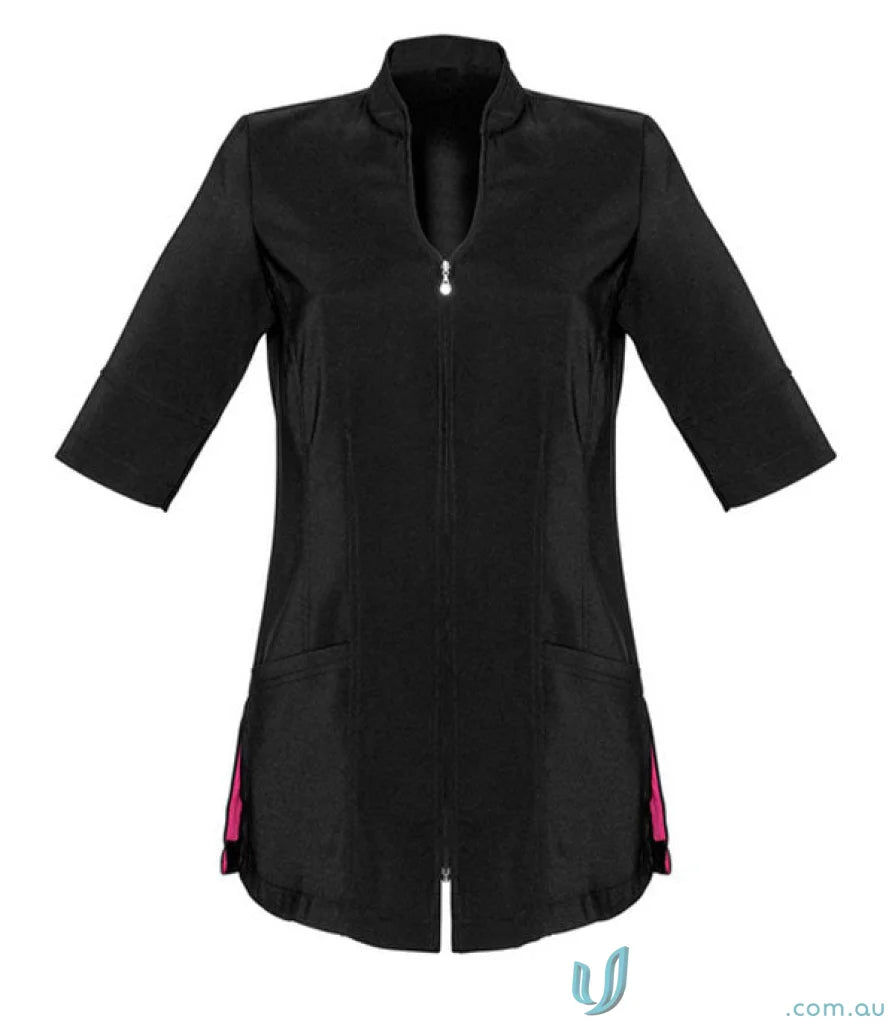 Women’s Bliss Tunic in stretch fabric with pink accents and stain release tech