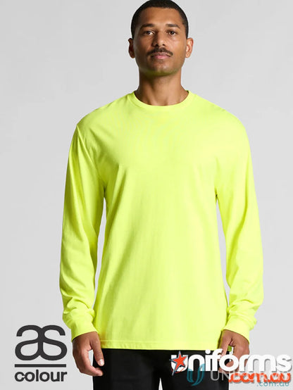 Neon yellow long-sleeved work uniform shirt from Block Safety LS Tee with printing details