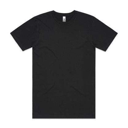 Black v-neck t-shirt with short sleeves and a relaxed fit.