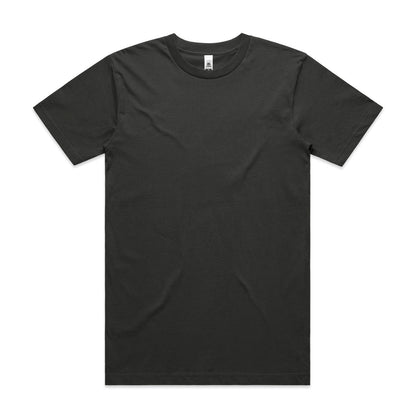 Charcoal gray crew neck t-shirt with short sleeves and a relaxed fit.