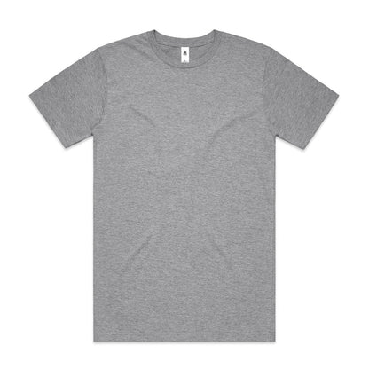Heather gray crew neck t-shirt with short sleeves and a relaxed fit.