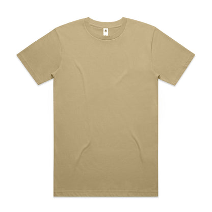 Beige t-shirt with short sleeves and a crew neck.
