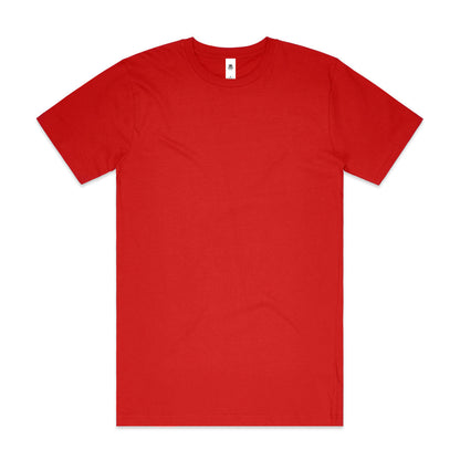 Red crew neck t-shirt with short sleeves and a simple design, likely made of cotton.