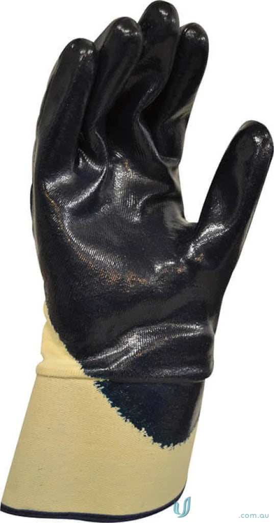 Black and beige protective glove with safety cuff for workwear and uniforms