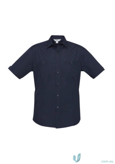 Mens Bondi short sleeve navy button-down shirt for all-day comfort