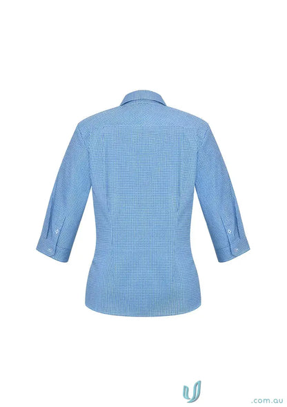 Blue gingham Boronia Ladies 3Q Shirt from Biz Collection Ladies for a ladies Ellison shirt look
