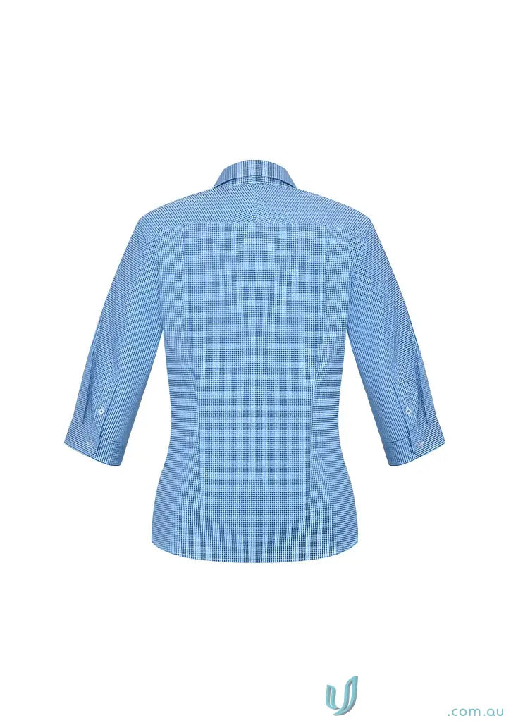 Blue gingham Boronia Ladies 3Q Shirt from Biz Collection Ladies for a ladies Ellison shirt look