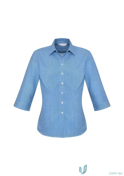 Blue and white striped Boronia Ladies 3Q Shirt from Biz Collection Ladies collection