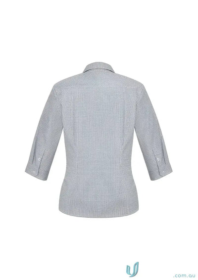Gray and white striped Boronia Ladies 3Q Shirt, perfect for ladies Ellison or Biz collection