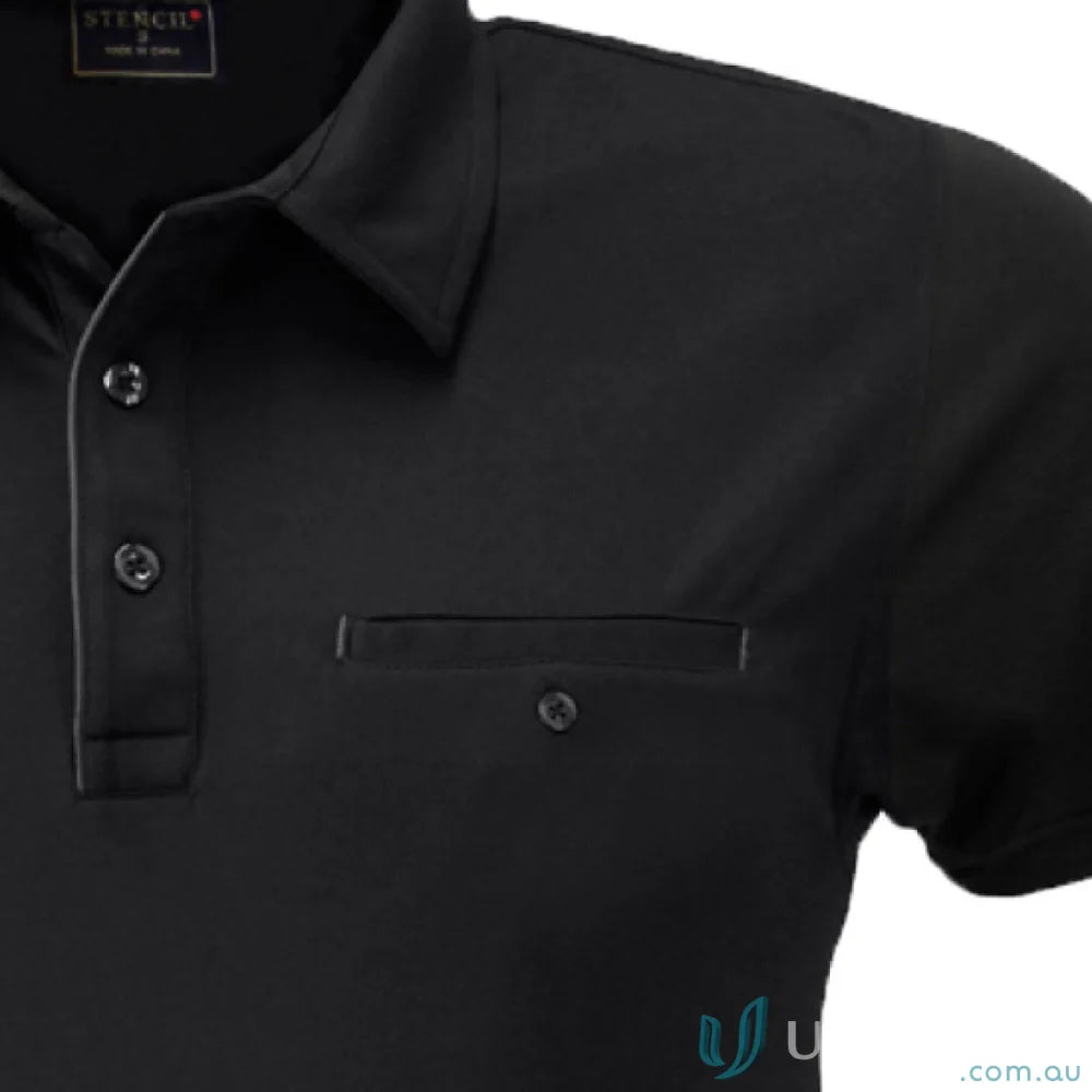 Black Boston polos with pocket, perfect for casual uniforms or everyday wear