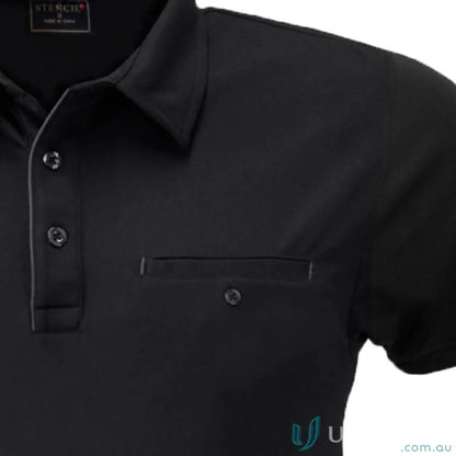 Black Boston polos with pocket, perfect for casual uniforms or everyday wear