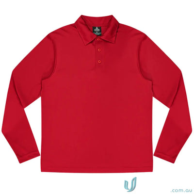 Kids comfy red long-sleeved polo shirt from Botany Kids Polo for school uniforms
