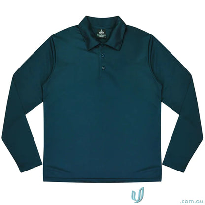 Long-sleeved teal Polo shirt for men, perfect for uniforms or workwear at Botany Mens Polo